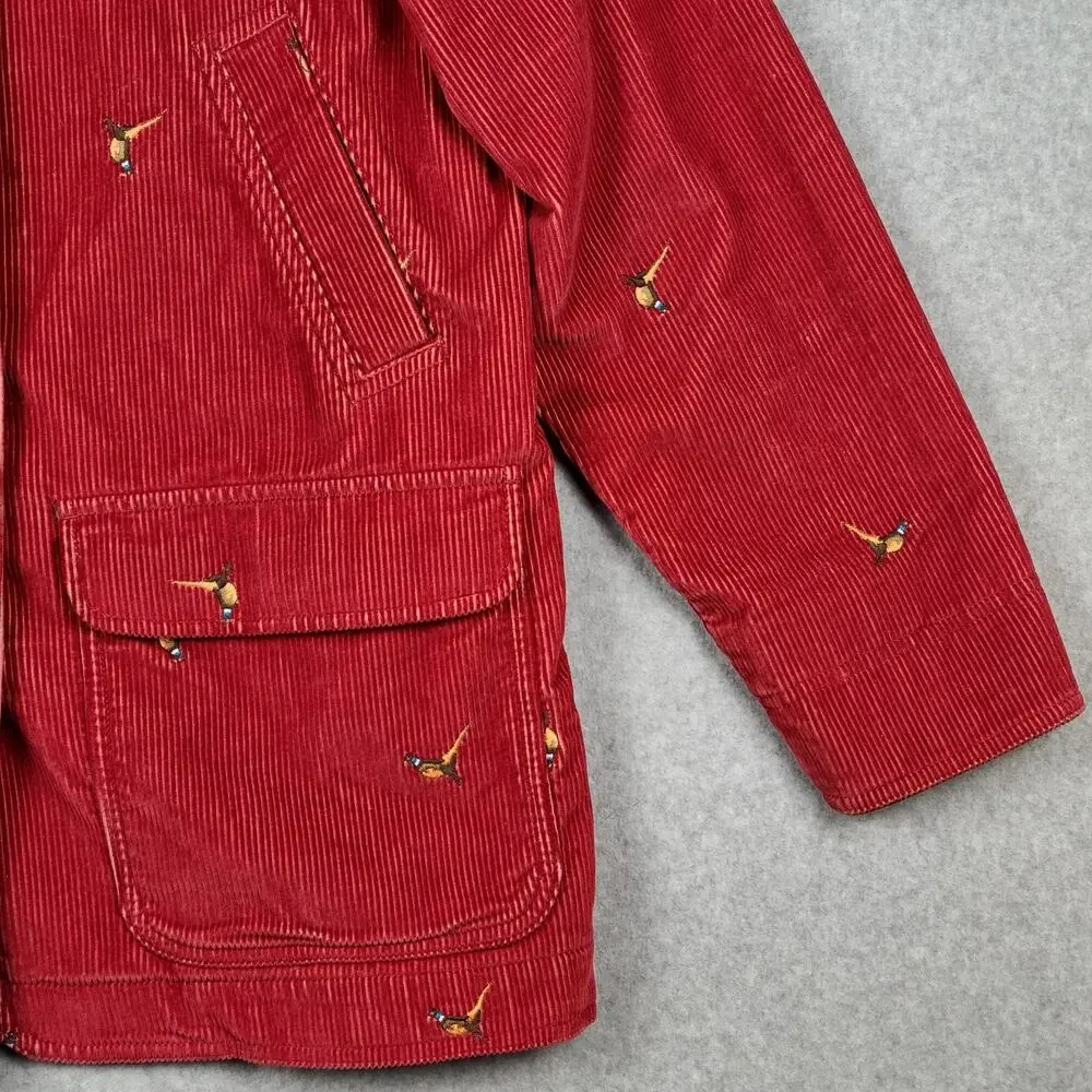 LL Bean Vintage Archive Red Corduroy Pheasant Barn Jacket Coat Women’s Medium - Picture 5 of 16
